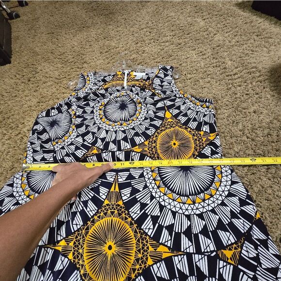 Sleeveless Geometric Print Maxi Dress - Dark Navy Blue,white and Gold - Picture 13 of 15